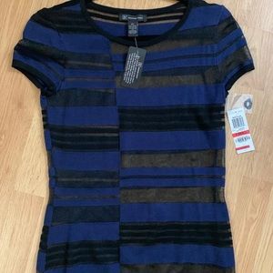 Moody blues black and blue stripes blouse